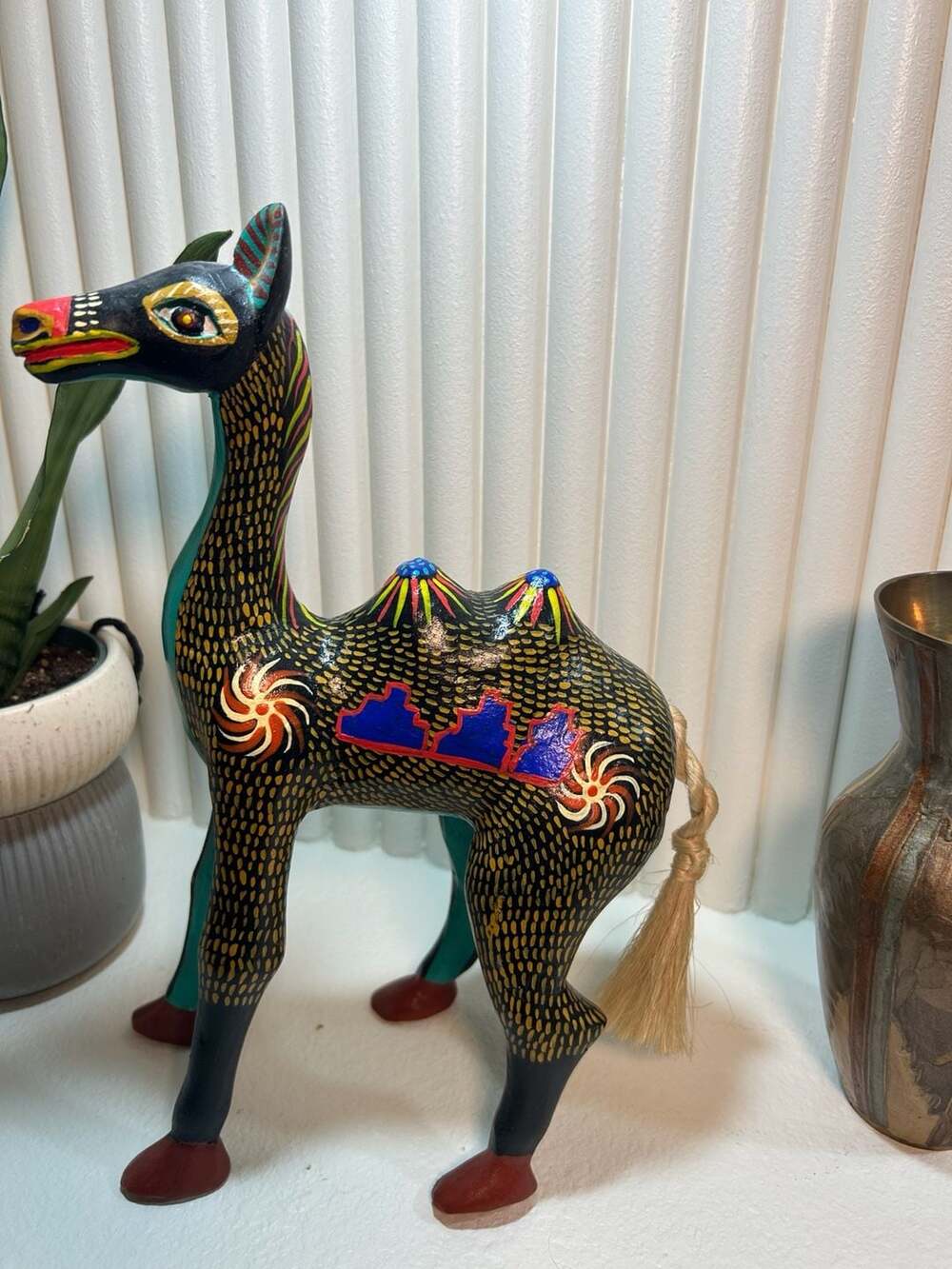 Antonio Mandarin Oaxacan, Mexican Alebrije Hand Carved Wooden Camel Figurine